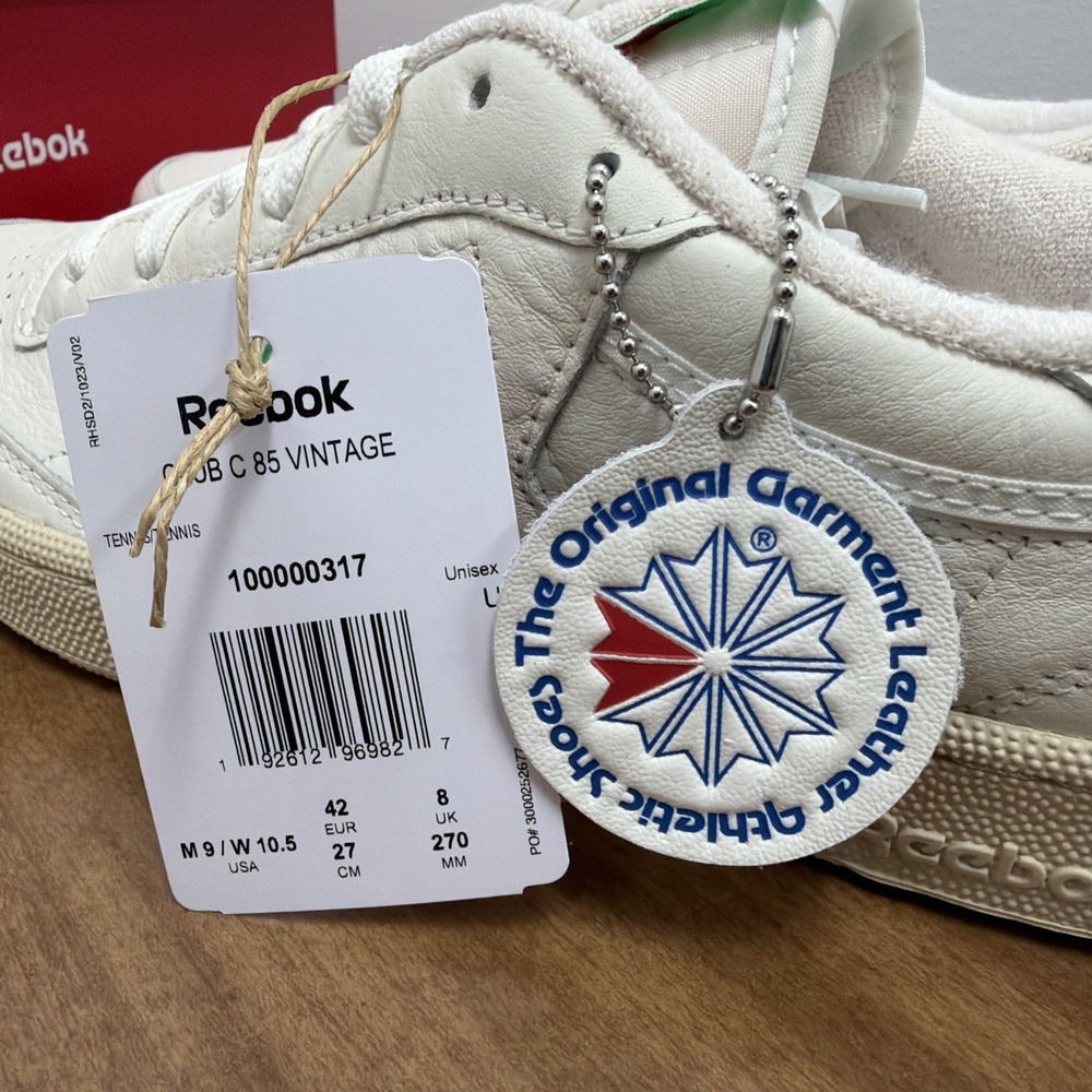 Men Reebok Club C 85 Vintage Shoes Sneakers Chalk White Green Size 9 100000317 - Picture 9 of 11